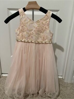 American Princess Blush Pink Floral Embroidered Tulle Dress